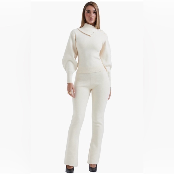 House of CB Pants - House of CB Nereida Rib Cream Knit Pant